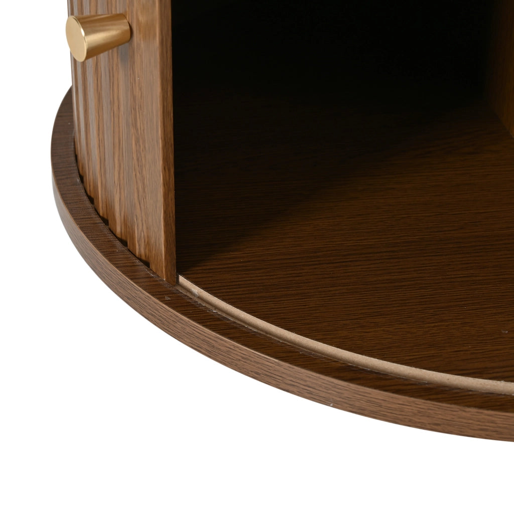 Tavolino da salotto 100x50x36 cm con 2 cassetti e 2 ante avvolgibili in truciolare; noce e nero