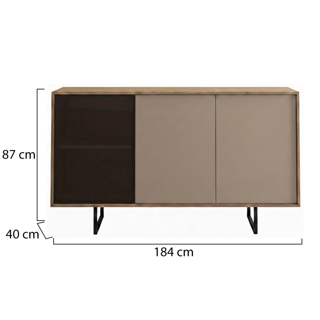 Madia Capena, Credenza Cassetti, 184x40x87h cm Marrone Noce