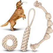 Giocattoli per cani in cotone naturale e corda di canapa, set da 3