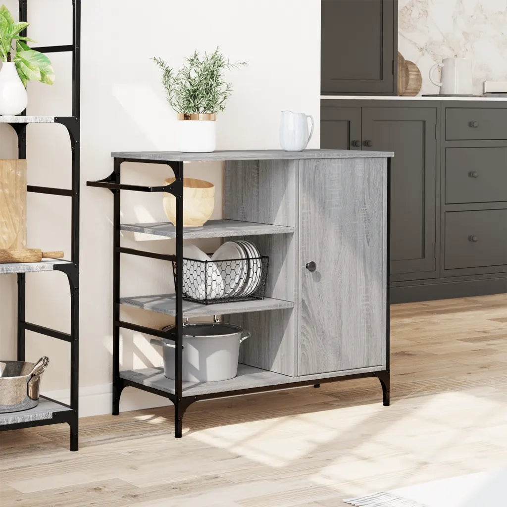 Carrello da Cucina Grigio Sonoma 87,5x38,5x84,5 cm Multistrato 842389