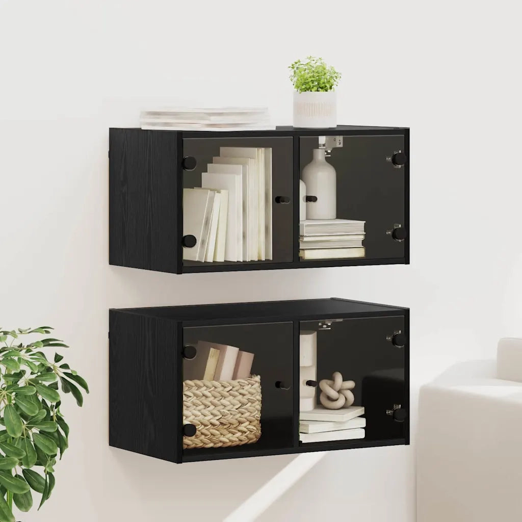 Armadi da Parete 2 pcs Rovere Nero 68 x 37 x 35 cm 882918