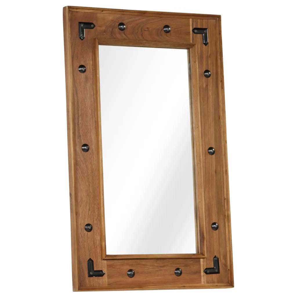 Specchio-Specchio Decorativo in Legno Massello di Acacia 50x80 cm