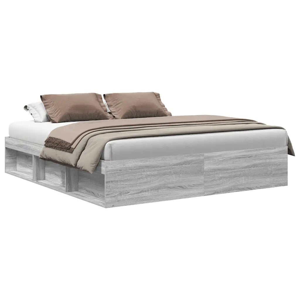 Letto matrimoniale | Letto per adulti | Giroletto Grigio Sonoma 200x200 cm
