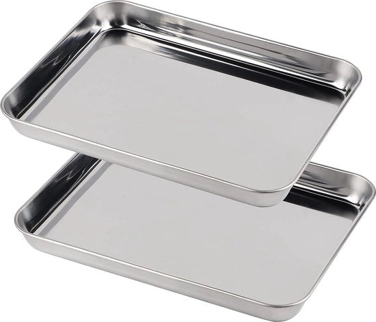 Piastre per forno in acciaio inossidabile rettangolari 2 pezzi 23 x 17 x 25 cm resistente al lavastoviglie forno da cucina
