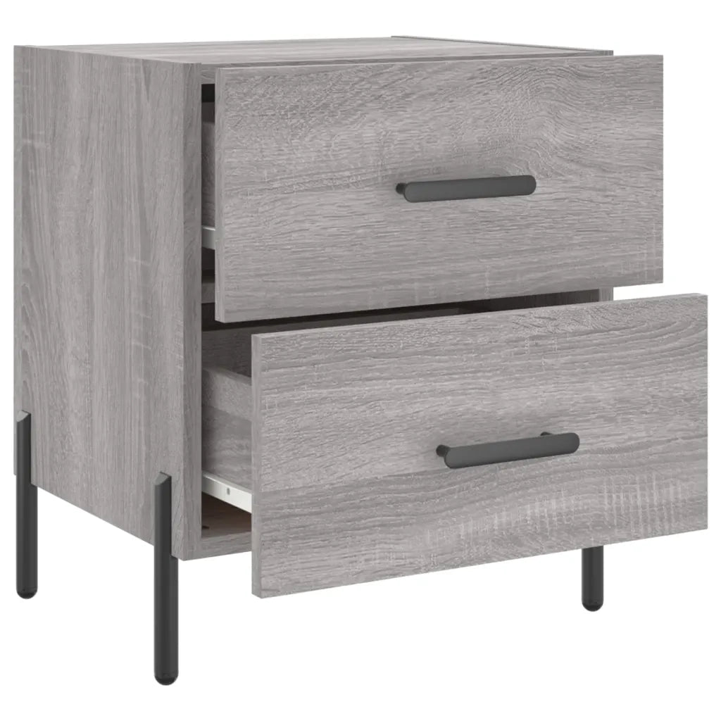Set di 2 Comodini | Armadio da Notte | Mobiletto da notte Grigio Sonoma 40x35x47,5 cm in Legno Multistrato