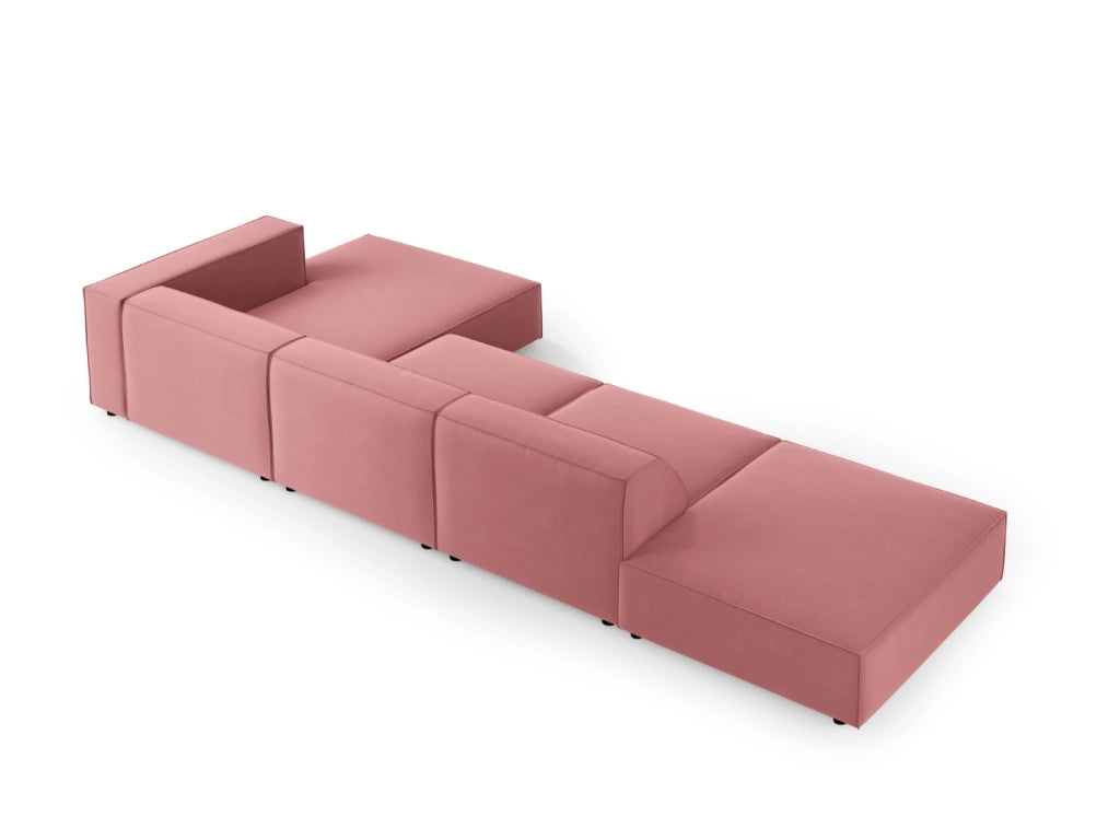 Cosmopolitan Design - Divano angolare destro "Arendal" 5 posti in velluto salmone 