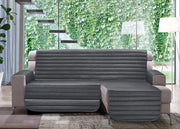 Copridivano Trapuntato Per Divani Con Penisola Modello Simpaty Colore Grigio - 190 cm - Grigio