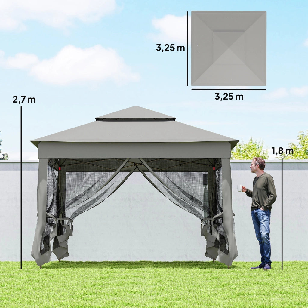 Gazebo da Giardino Pieghevole Pop-up ¨C Xylo ¨C Acciaio Poliestere Impermeabile Anti UV con Zanzariere