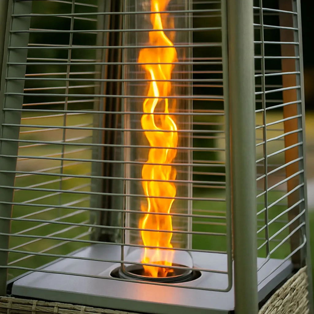 Stufa a Fungo a Gas Max 13kW Fiamma Viva Verticale 52x52x227 cm Pyramid Grigio Rattan