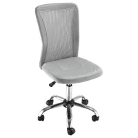 Sedia da Ufficio Ergonomica Senza Braccioli in Tessuto a Rete, Altezza Regolabile e 5 Ruote, Grigio