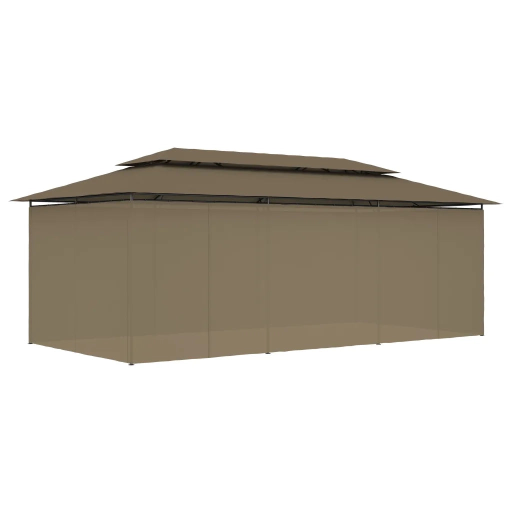Gazebo con Tende 600x298x270 cm Grigio Talpa 180 g/mÂ²