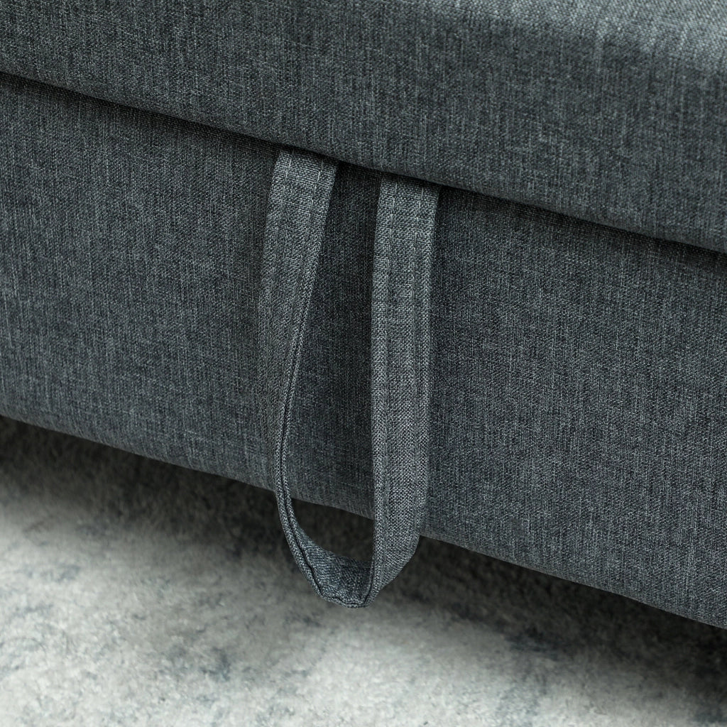 Divano 2 Posti 135x72x84 cm con Vano Contenitore  in Tessuto Effetto Lino Grigio Carbone
