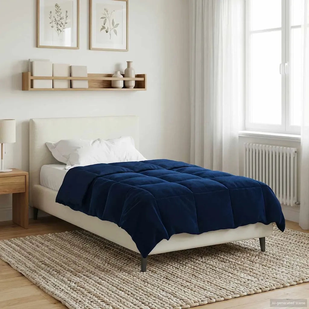 Piumone | Duvet Invernale Trapuntato Blu Scuro 140 x 220 cm Microfibra