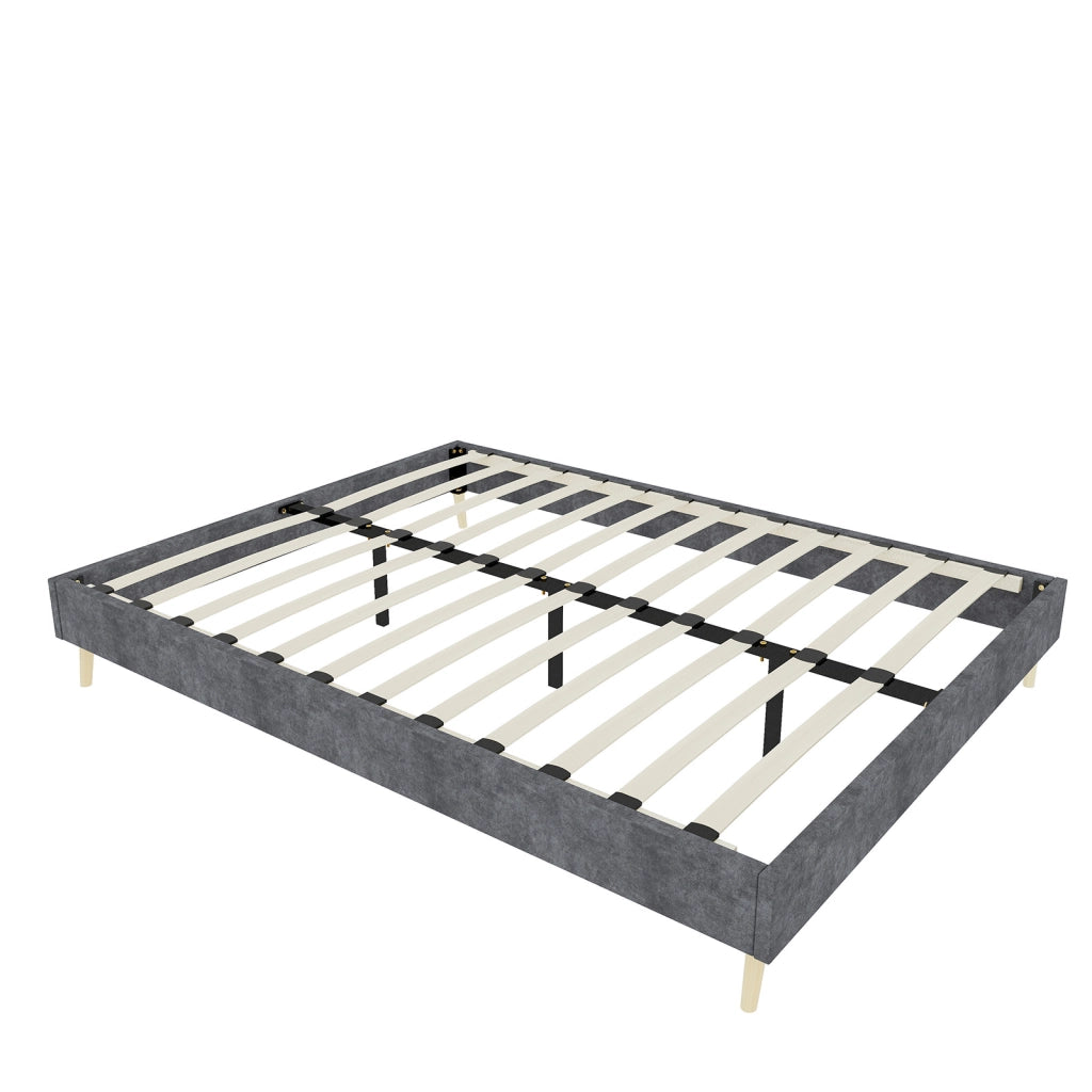 LETTO 140x200 cm Grigio in Tessuto e Metallo