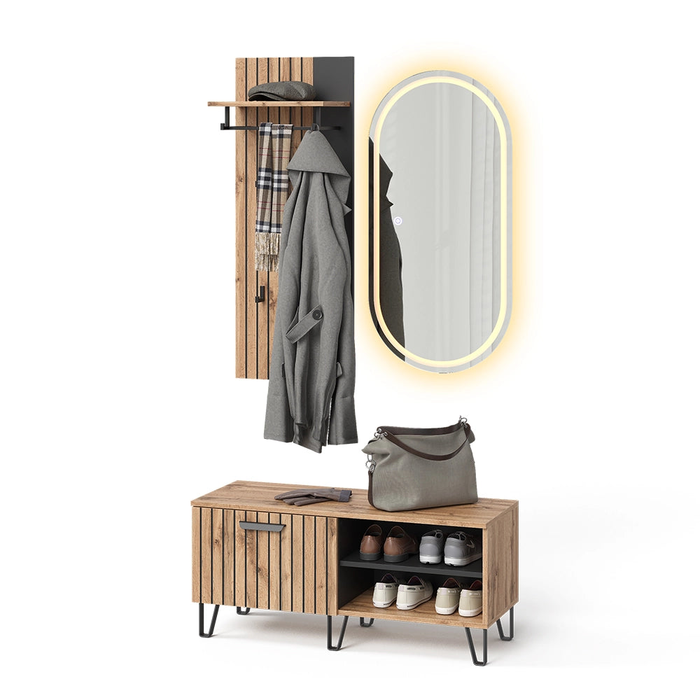 Vicco Armadio da ingresso Quercia Wotan 100 x 100 cm 3 parti