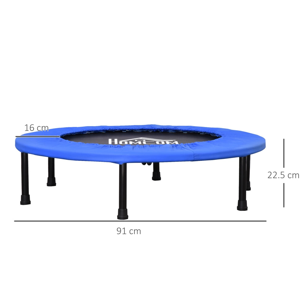 Trampolino Elastico per Allenamento con 30 Molle ¨C zephmum ¨C Nero e Blu, Acciaio, Plastica, PP, ?91x22.5 cm