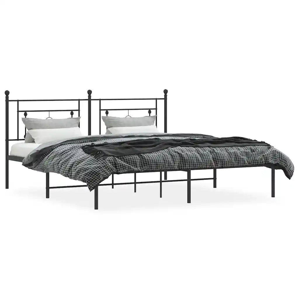 Giroletto con Testiera in Metallo Nero 183x213 cm 374344
