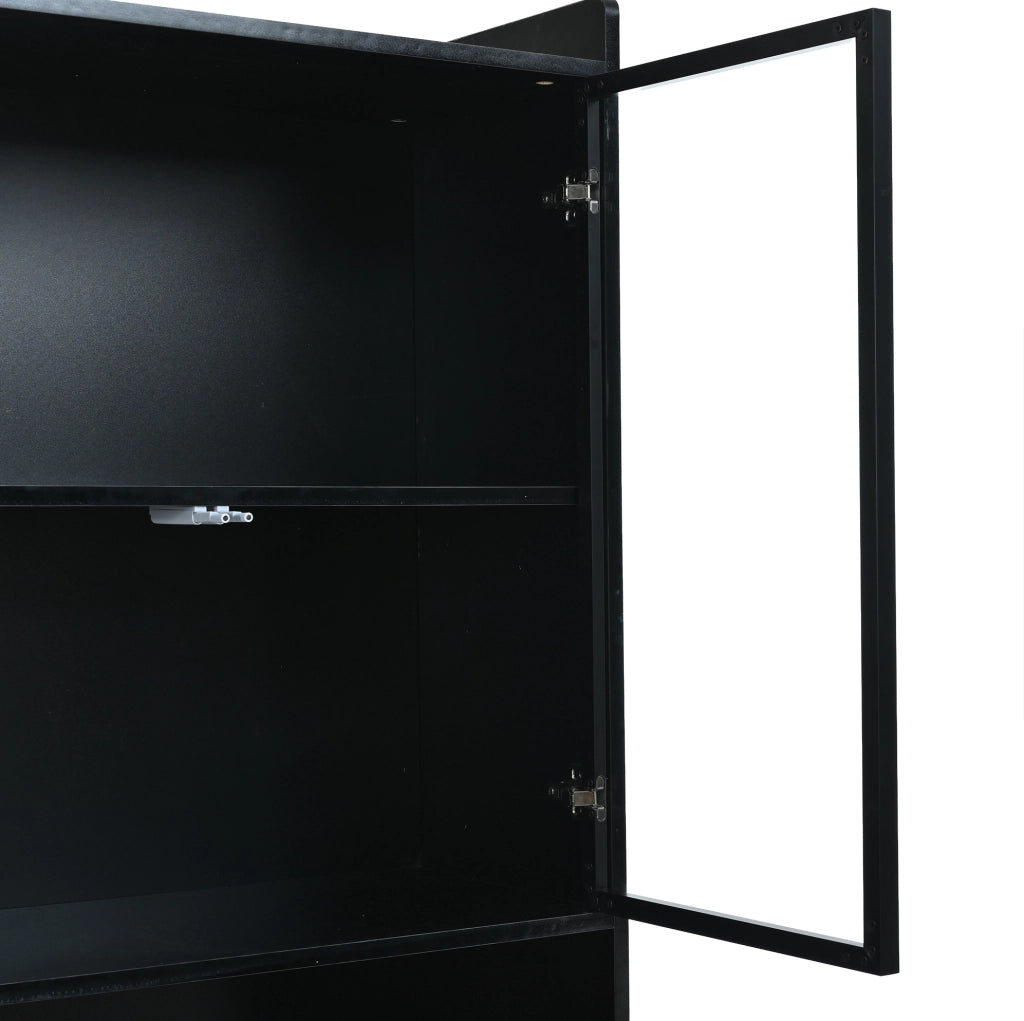 VETRINA Set da 2 pezzi 160x35x200 cm Nera con vetro temperato e LED