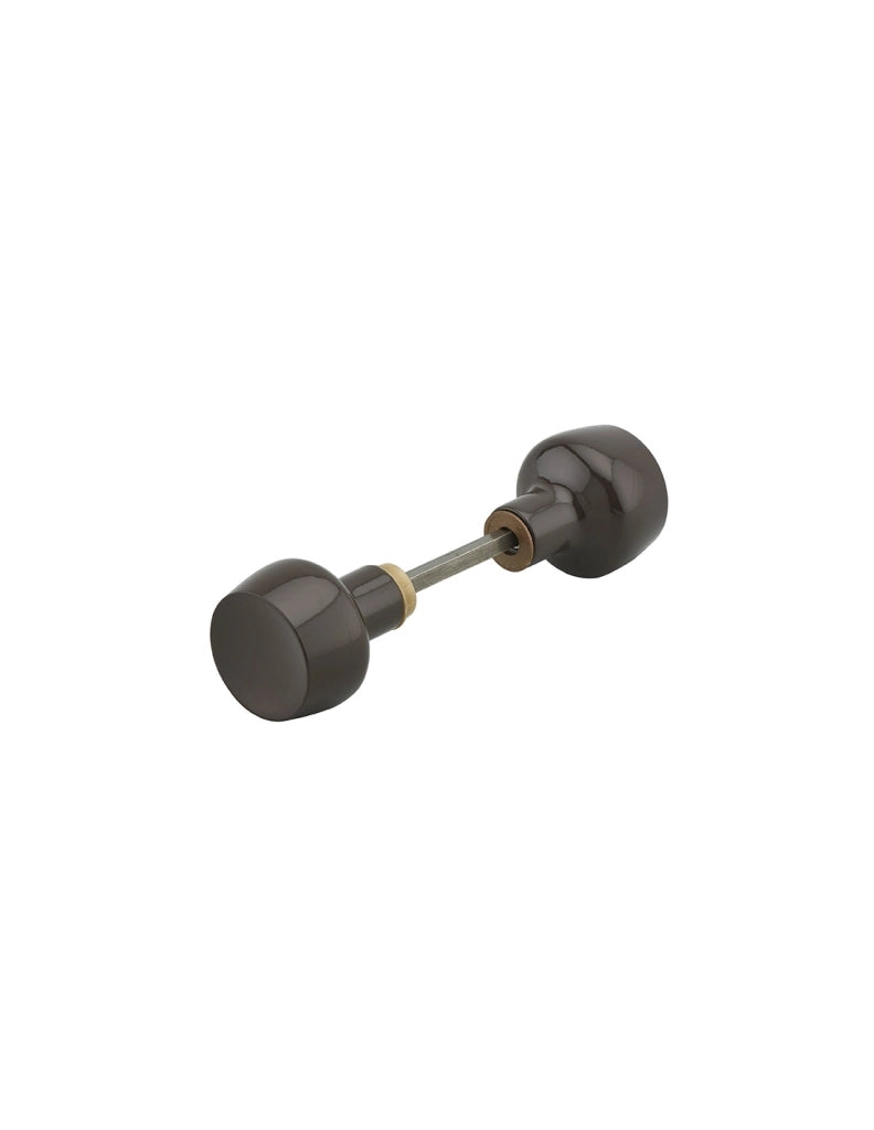 Coppia di pomoli rotondi laccati marroni, 1 battuta, quadro 6 mm, lunghezza 100 mm – THIRARD