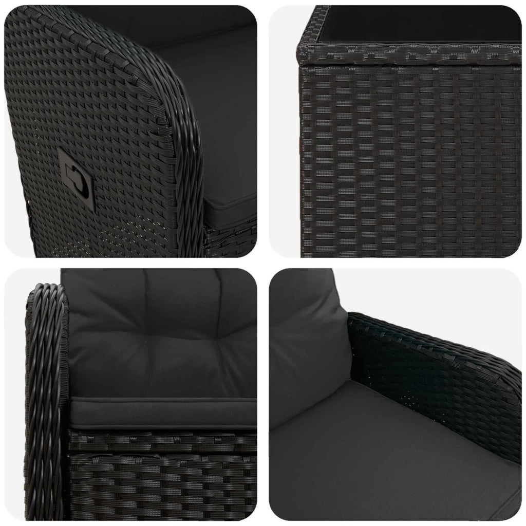 Set Lounge da Giardino 2 pz Nero 3422352