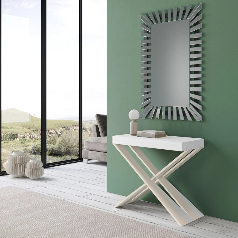 Consolle allungabile 90x40/196 cm Diago Small telaio Bianco - Bianco Frassino
