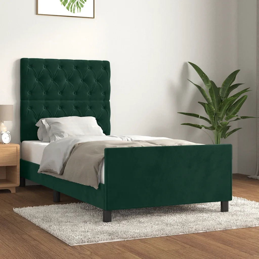 Giroletto senza Materasso Verde Scuro 80x200 cm in Velluto