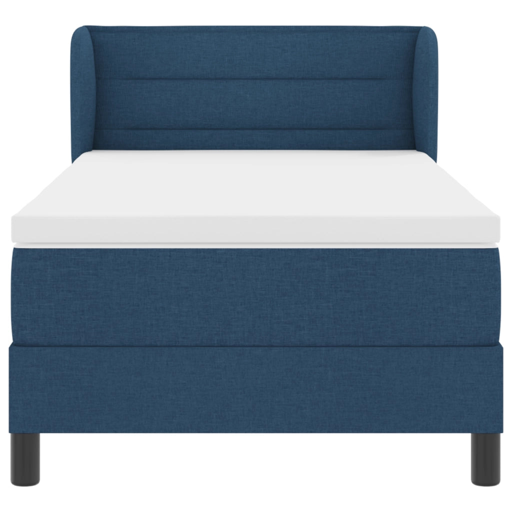 Letto Box Spring  con Materasso Blu 90x190 cm in Tessuto