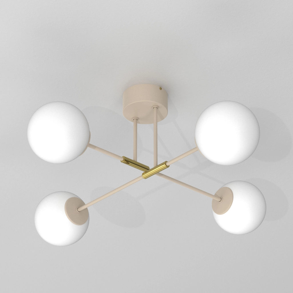 Lampadario Glame 4xE27 sfere bianche beige oro Luminex