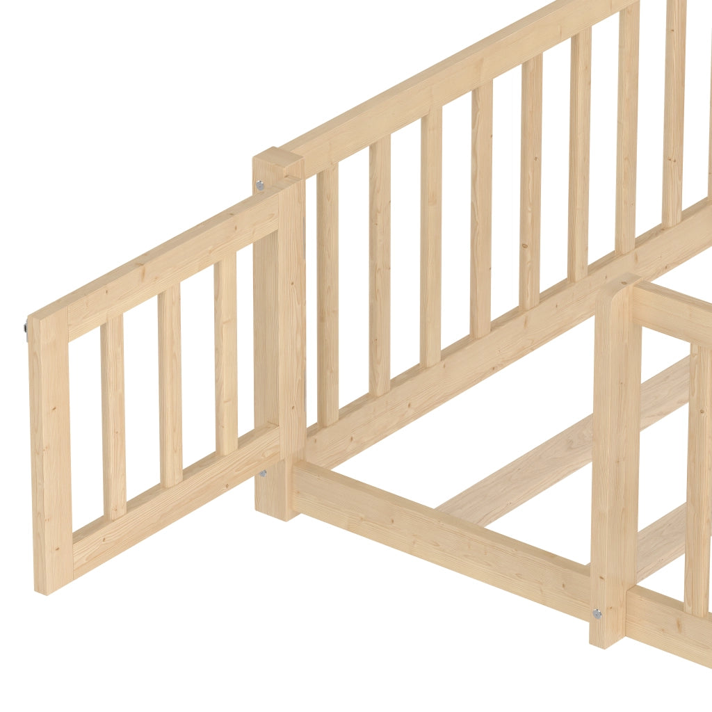 Letto a Casetta 90 × 190 cm; Singolo con Sponda con Chiusura; senza Materasso; Pino e MDF; Naturale
