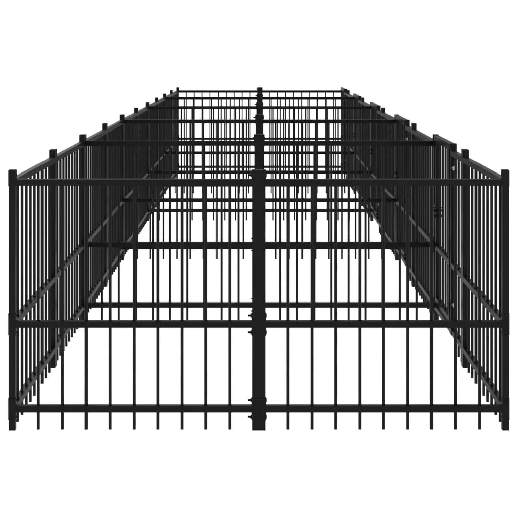 Gabbia per cuccia recinto per animali da esterno per cani in acciaio 18,77 m² nero 02_0041810