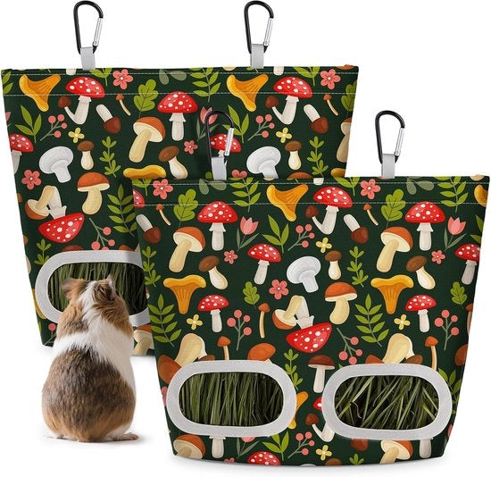 Set di 2 contenitori per cibo per conigli, 11,5 x 9 pollici (circa 29,9 x 22,9 cm), contenitori per cibo per conigli, contenitori per cibo per conigli, adatti per conigli e piccoli animali domestici, funghi verdi.