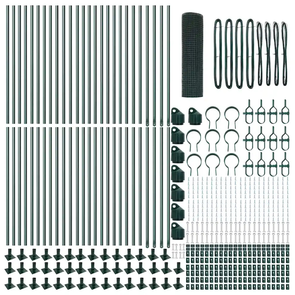 vidaXL Recinzione con pali. Verde 0.5 x 100 m Acciaio