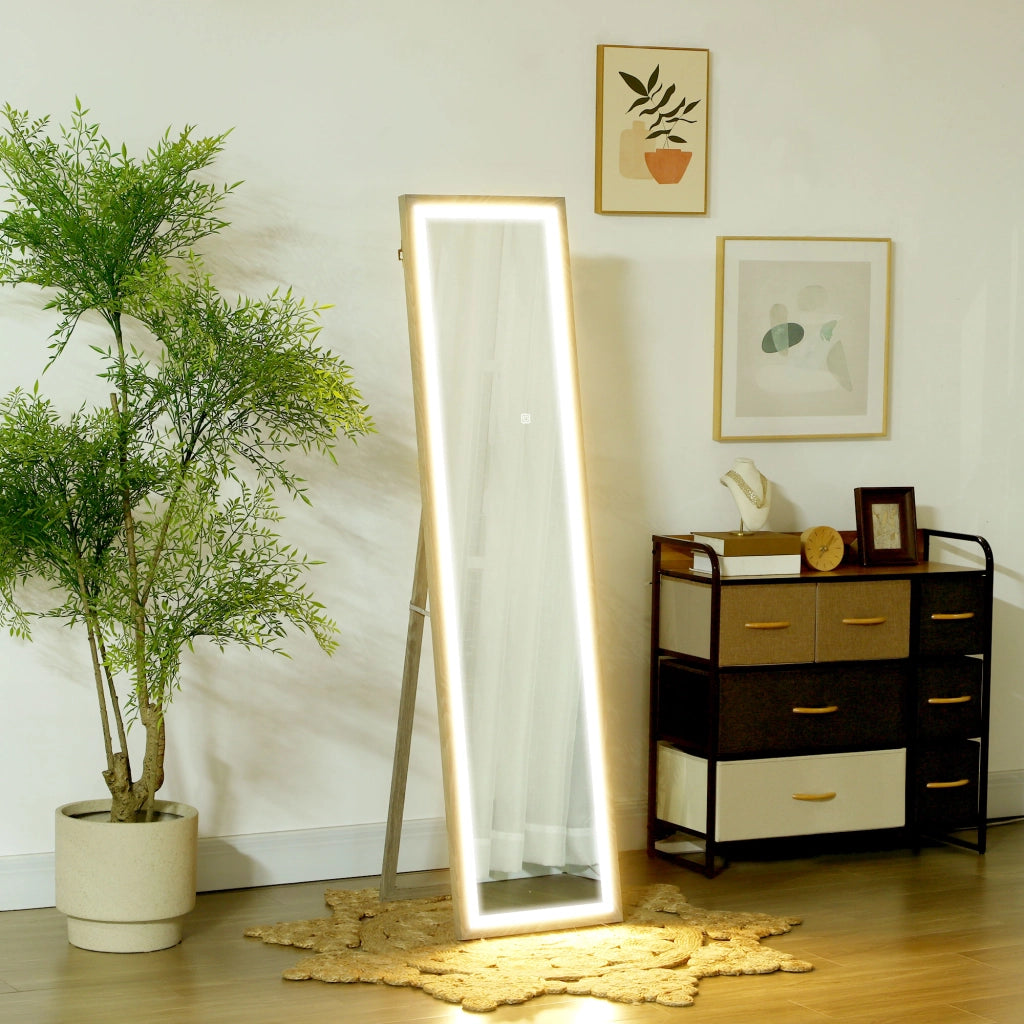 Specchio LED Parete 40x160 cm Touch Dimmabile 3 Colori ¨C zephmum ¨C Grigio