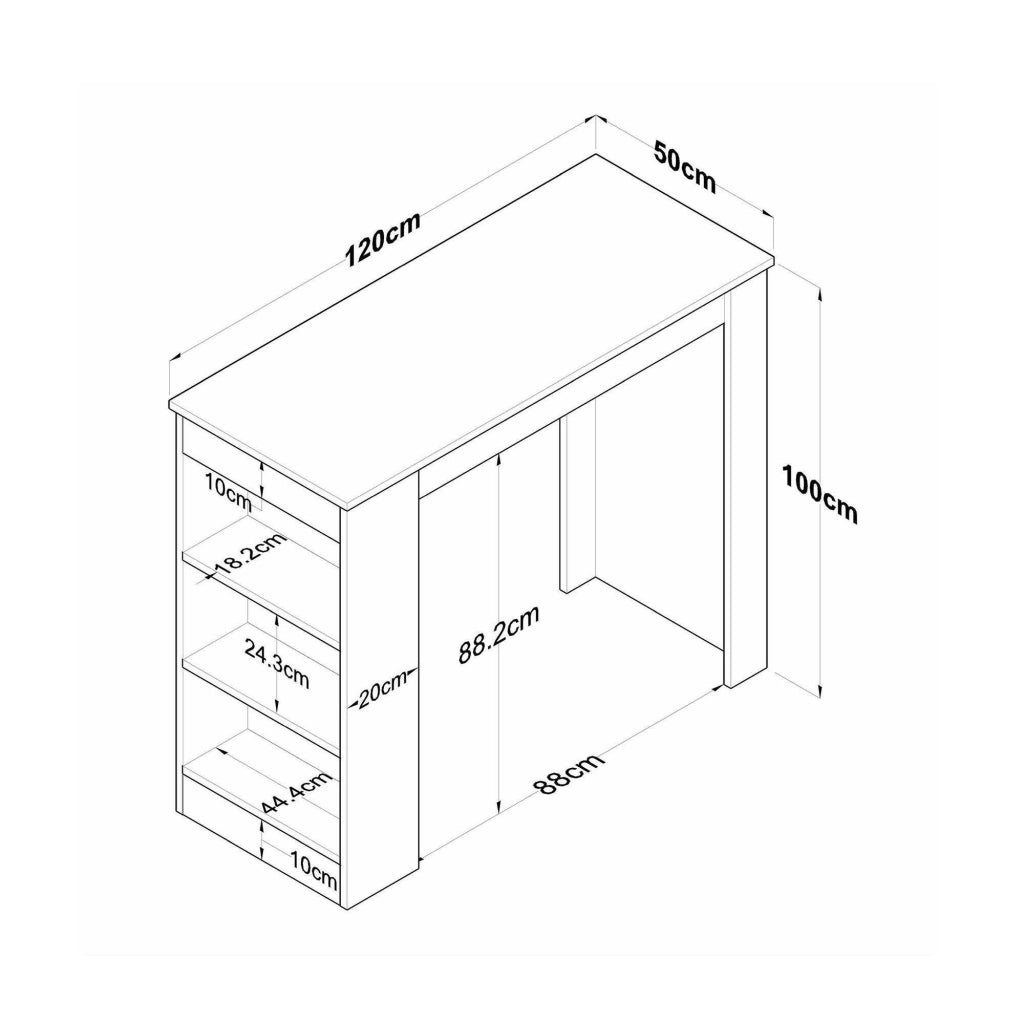 Assan, Tavolo Fisso 2 Posti, 120x50x100h cm Marrone Noce