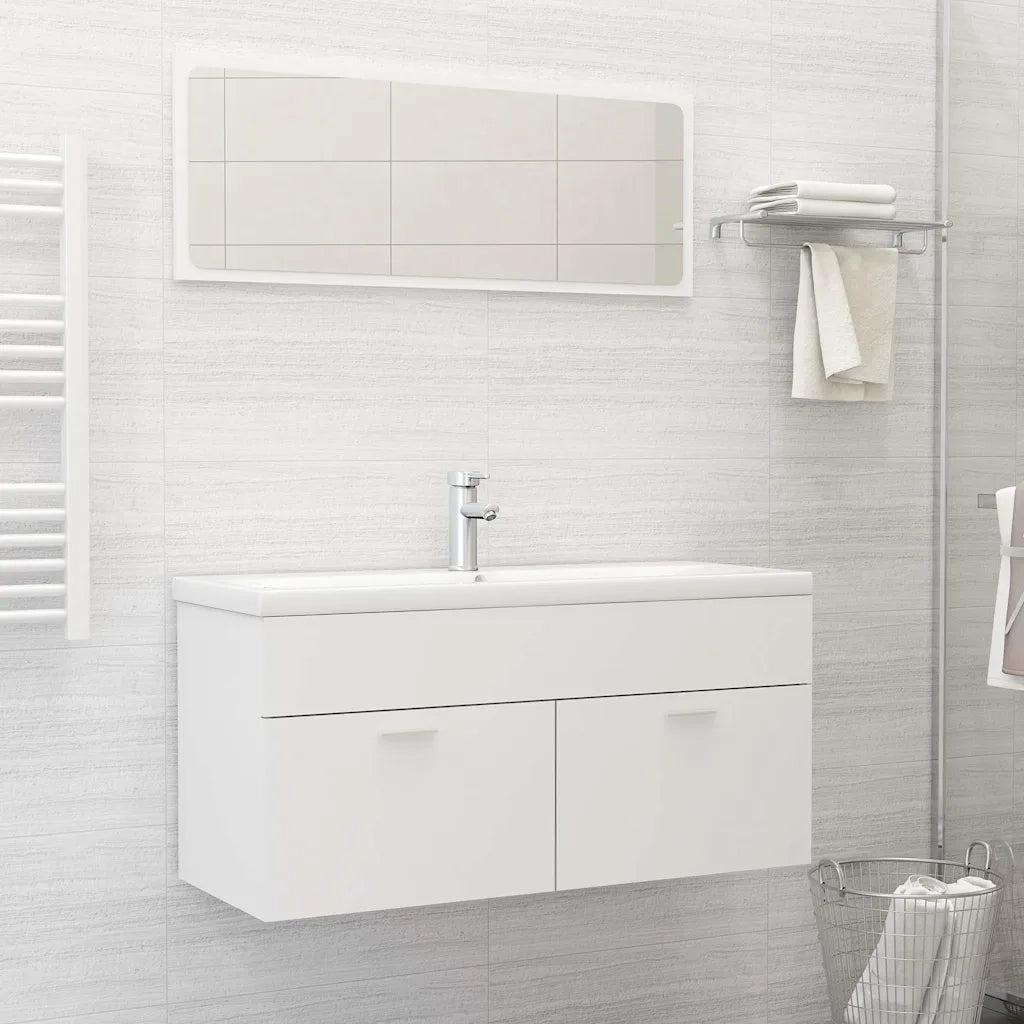 Set Mobili da Bagno 2 pz Bianco in Truciolato cod mxl 63962