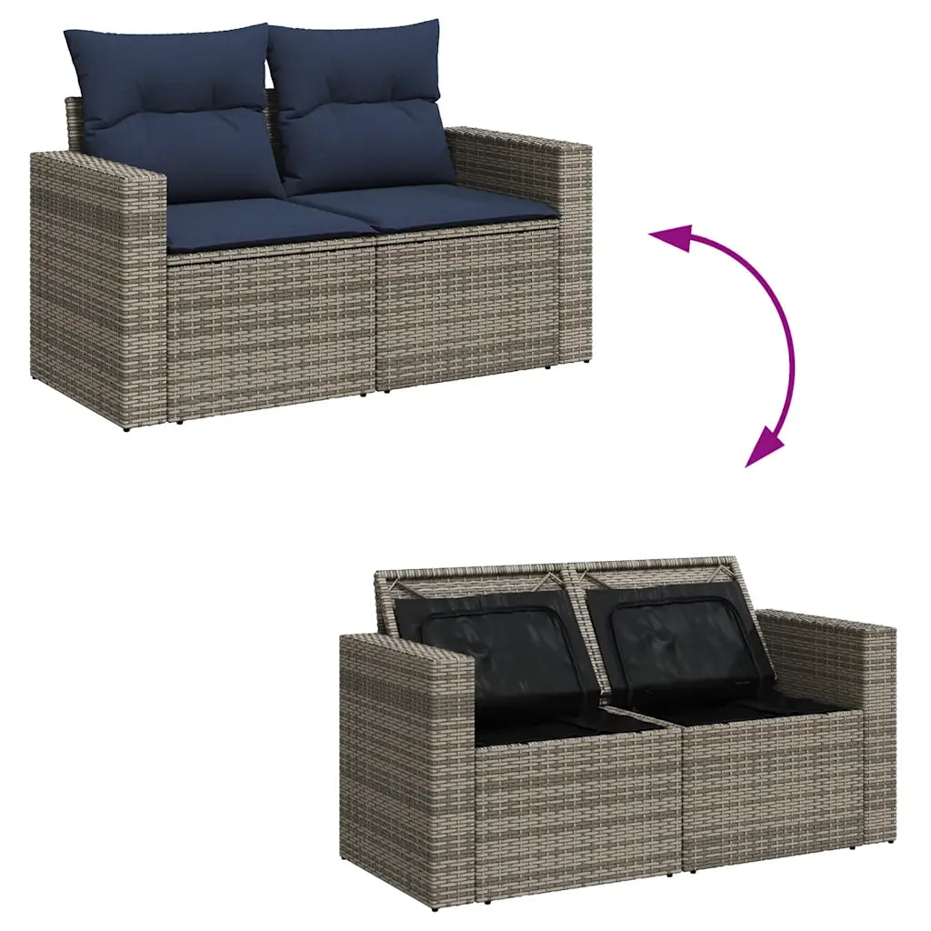 Set Divani da Giardino 11 pz con Cuscini Grigio in Polyrattan 3256677