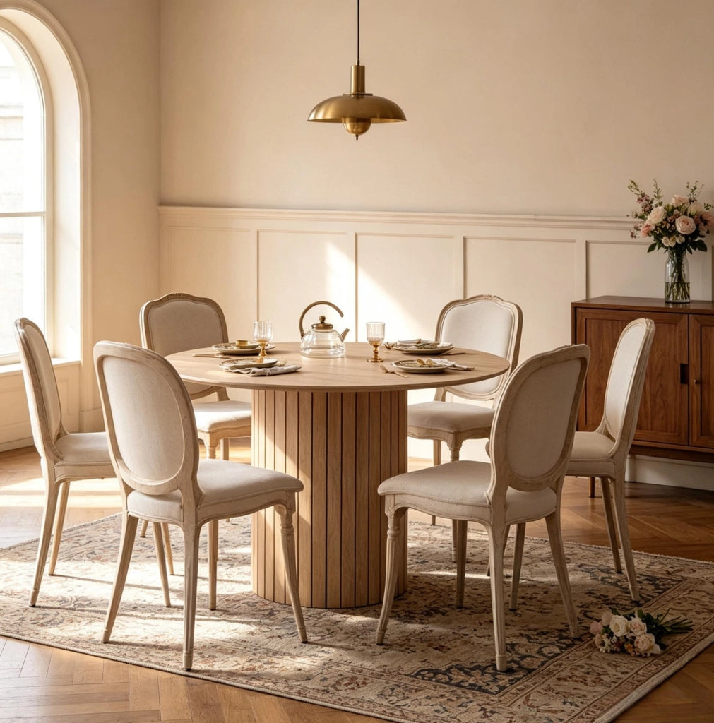 Tavolo da pranzo rotondo in legno massello, 120 cm