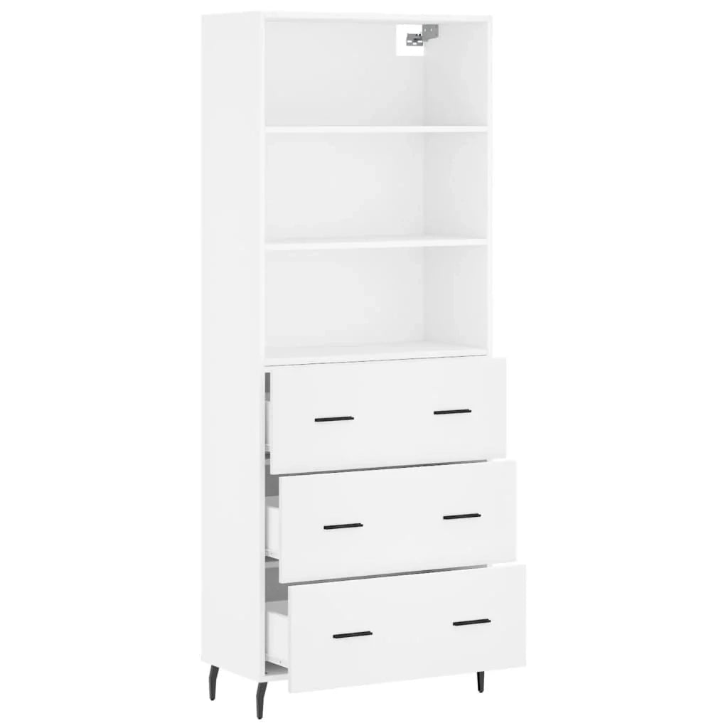 Buffet credenza cassettiera armadio mobile contenitore organizer cucina soggiorno salotto alto 69,5 x 34 x 180 cm legno ingegnerizzato bianco 02_0032554