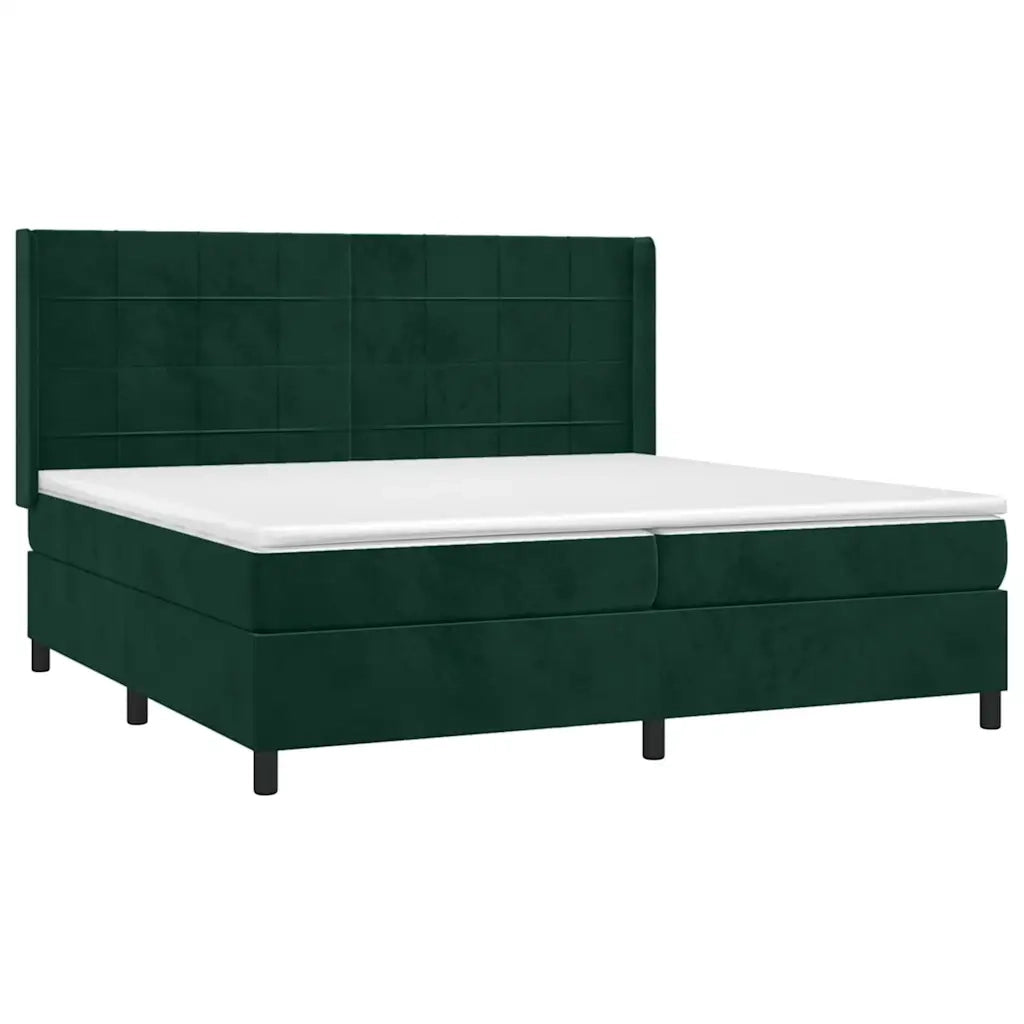 Giroletto a Molle con Materasso Verde Scuro 200x200 cm Velluto 3132702