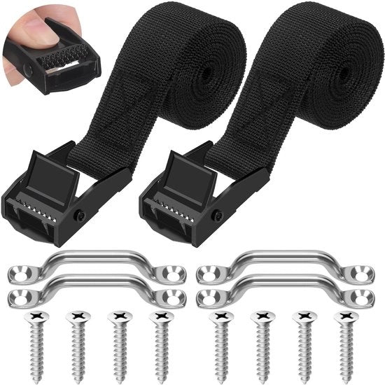 Set di cinture di sicurezza 2 in 1 con chiusura a gomito, 25 mm x 1,2 m cintura di sicurezza con chiusura a molla, manubrio in acciaio inox e viti in acciaio inox per barche, cinture di sicurezza per bagagli e auto.