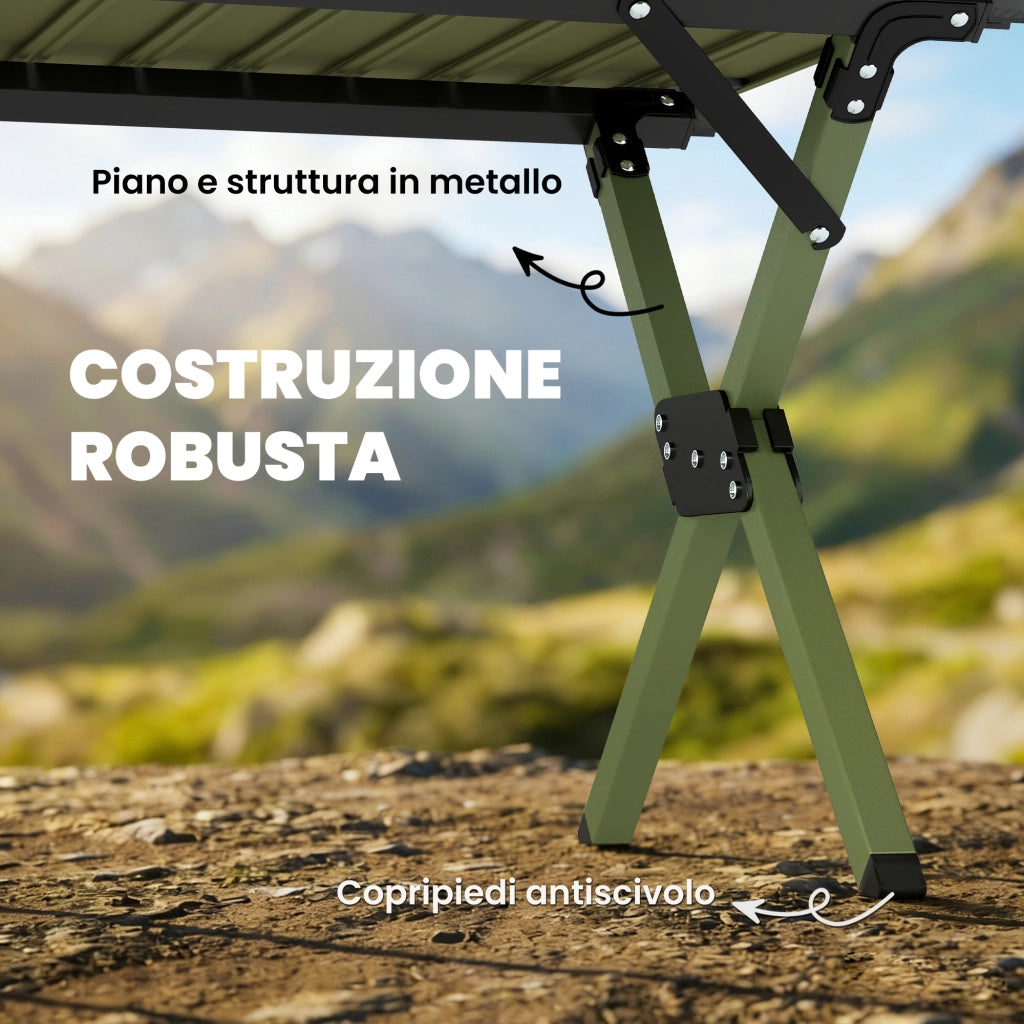 Tavolo pieghevole da giardino ¨C zephmum ¨C verde, metallo, 116 cm