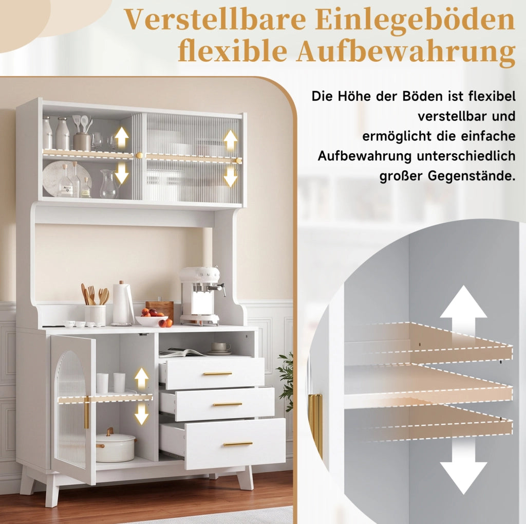 Credenza alta bianca con prese e porte USB