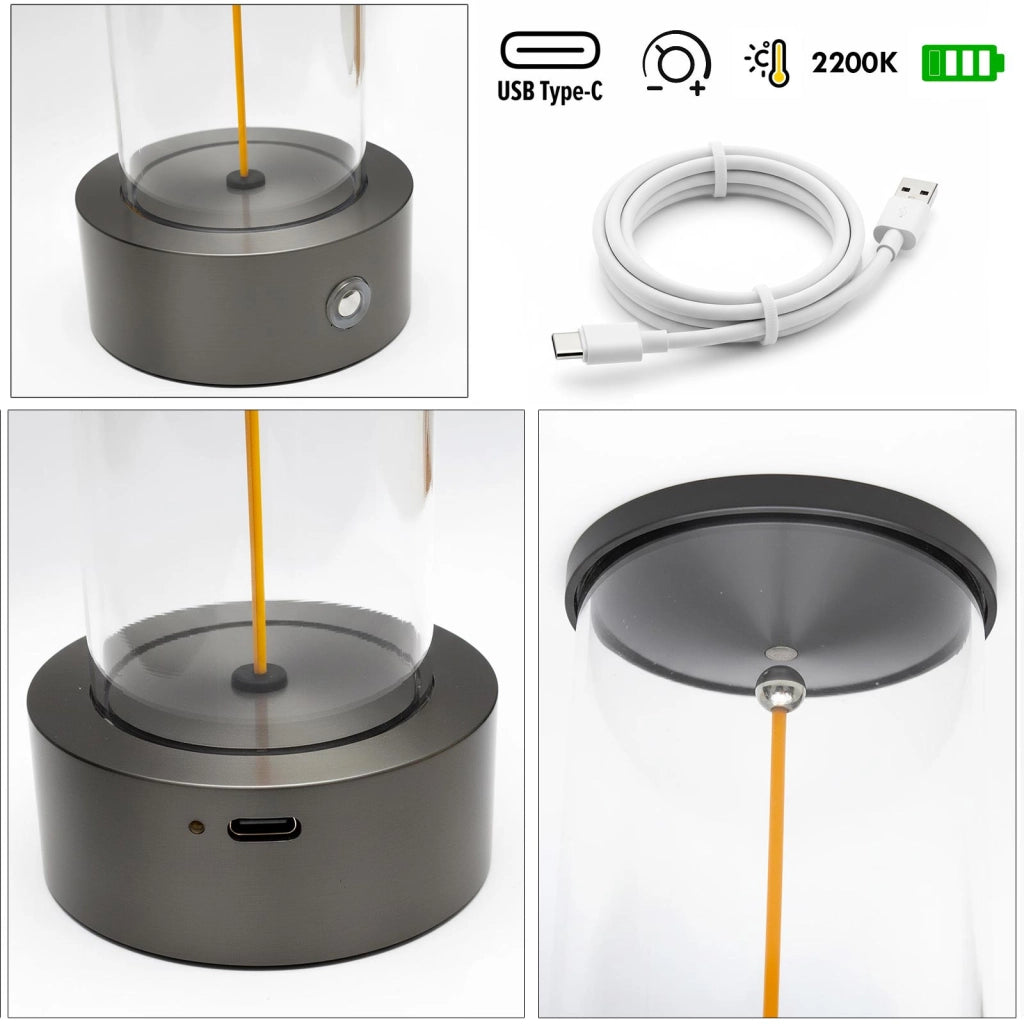 Lampada da tavolo ricaricabile LED flessibile 3W Touch luce moderna decorativa senza fili tavolini bar ristorante GRIGIO ANTRACITE
