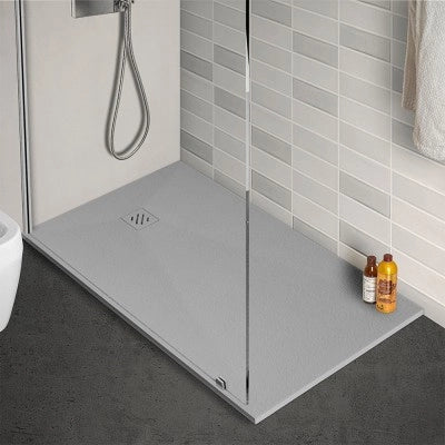 Piatto doccia 70x120 cm grigio effetto pietra in resina riducibile Karen