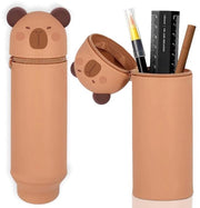 Etui 2-in-1 di silicone morbido, contenitore in piedi, contenitore per Capybara, contenitore, portapenne per bambini, contenitore per ragazze e ragazzi (Capybara)