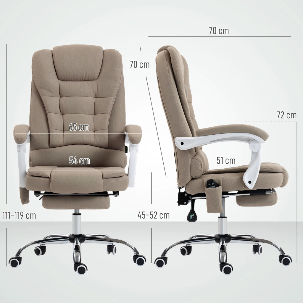 Poltrona da ufficio massaggiante e riscaldante ¨C zephmum ¨C regolabile in altezza, schienale inclinabile, tessuto lino beige
