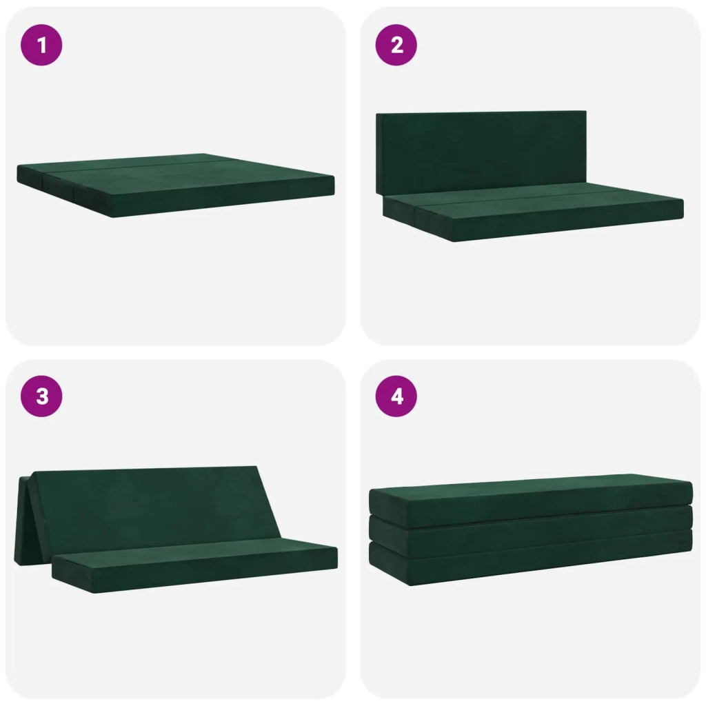 Divano Letto Pieghevole 200 x 67 x 45 cm Verde Scuro