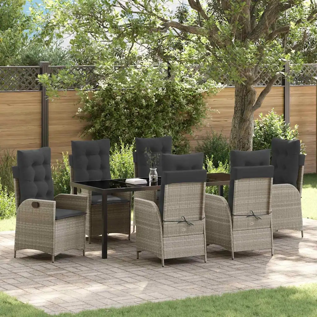 Set da Pranzo per Giardino 7 pcs Grigio chiaro polyrattan 3380524