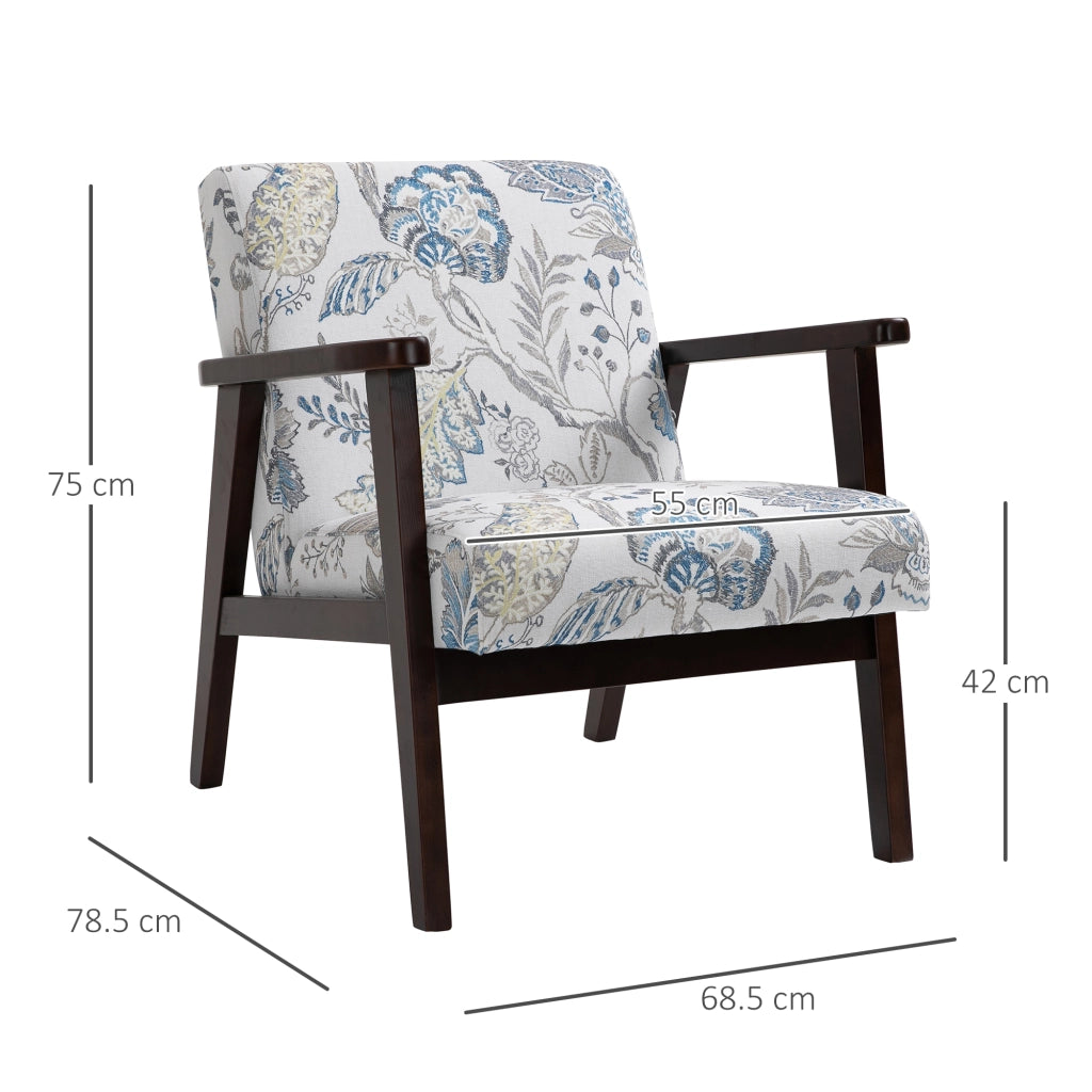 Poltrona imbottita con braccioli in tessuto ¨C Xylo ¨C Fiori grigio 68.5x78.5x75cm