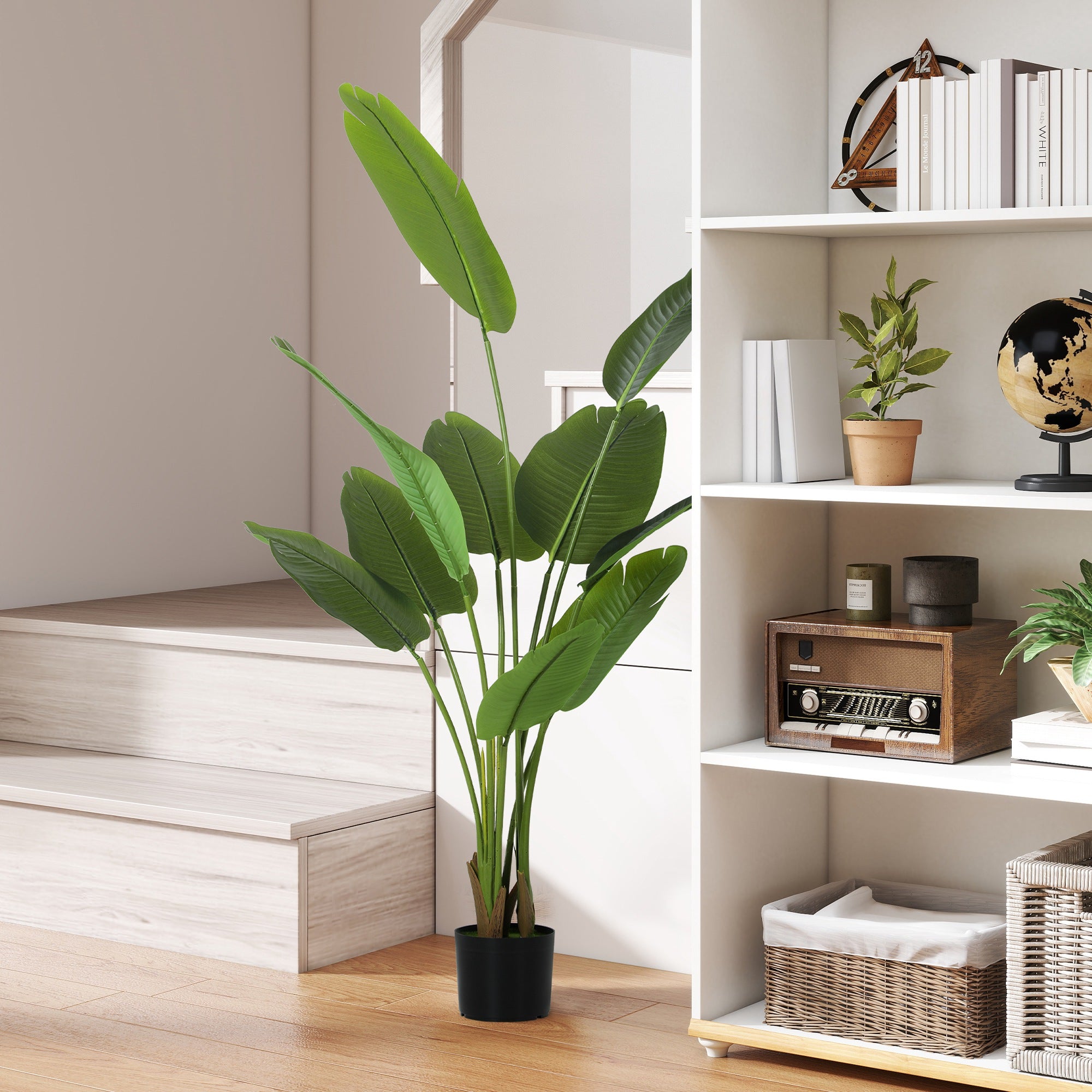 Pianta Artificiale Uccello del Paradiso Alta 160 cm per Interni con Vaso in PEVA Verde